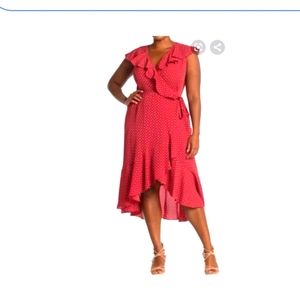 Max Studio Ruffled Wrap Tie Dress Printedt